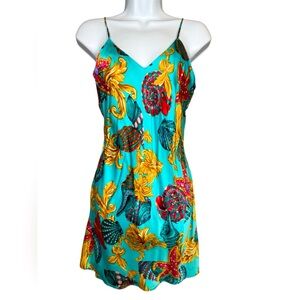 Vintage Victoria’s Secret 100% Silk Slip Dress Seashell Baroque Print Size Small